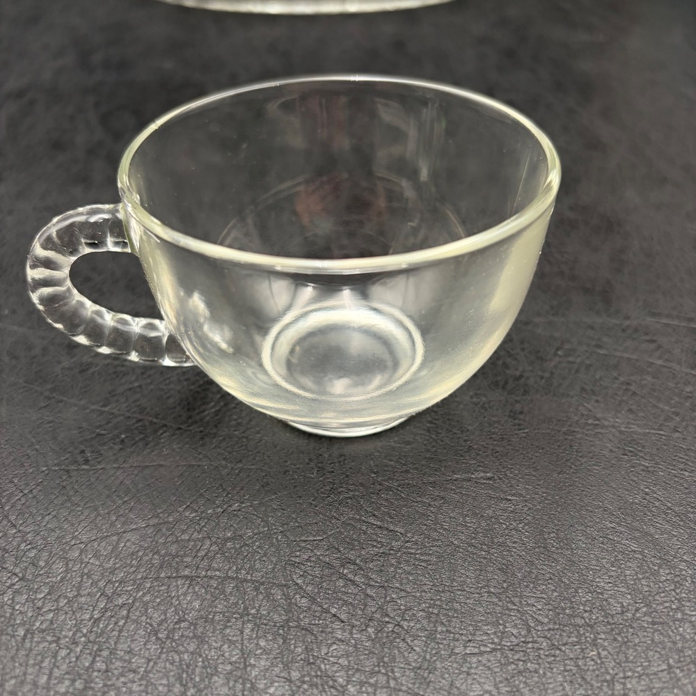 Federal Glass Homestead Snack Set Replacement Cup Clear Ribbed Handle Vintage